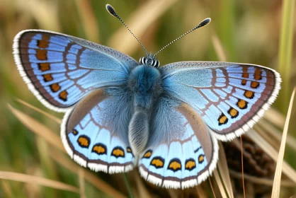 Dreams Unfolded: The Sublime Elegance of an Argus Blue Amidst the Verdant Embrace