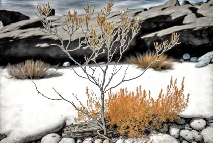 Resilience Unleashed: Nature's Dance Amidst Yellowstone's Rocky Habitat AI Image