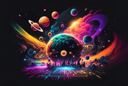 Celestial Odyssey: A Technicolor Journey Through Cosmic Space