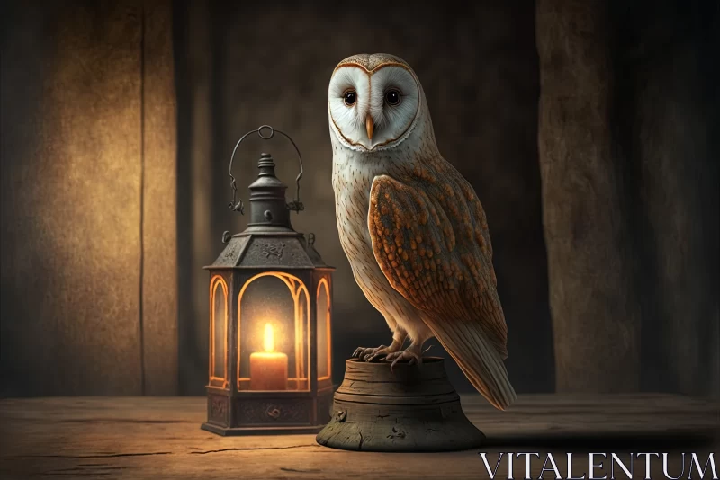 Moonlit Elegance: Owl's Illumination AI Image