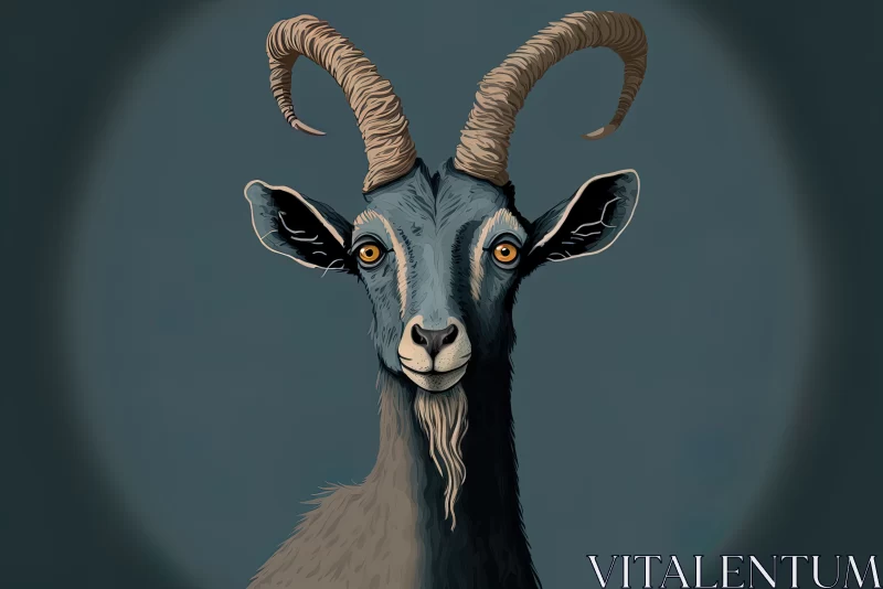 Siren of the Mountains: The Gray Goat with Enormous Horns AI Image