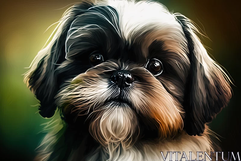 Eyes of Innocence: A Closeup Portrait Capturing the Delightful Charms of a Colored Shih Tzu Puppy AI Image