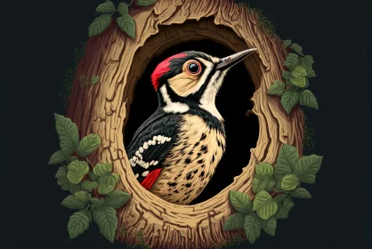 Peek-a-Boo! The Curious Great Spotted Woodpecker
