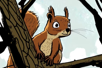 Inquisitive Bushy-Tailed Explorer: A Squirrel's Quest for Acorns AI Image
