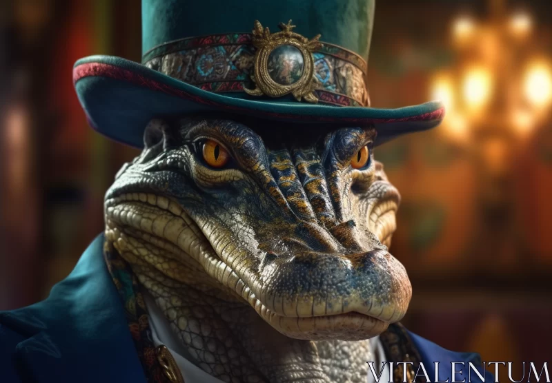 The Pinnacle of Elegance: Rich Crocodile in an Expensive Suit AI Image