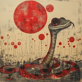 Mesmerizing Snake under the Crimson Sun: A Fusion of Nature and Art