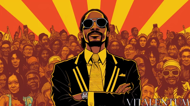 Iconic Fusion: Snoop Dogg Person Painting amidst a Vibrant Pop Art Cartoonish Illustration AI Image