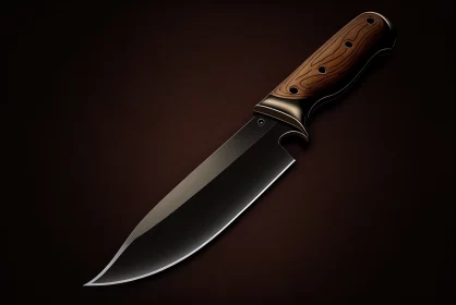 Unveiling Precision: Closeup of a Small Sharp Knife with a Brown Handle on a Sleek Black Background
