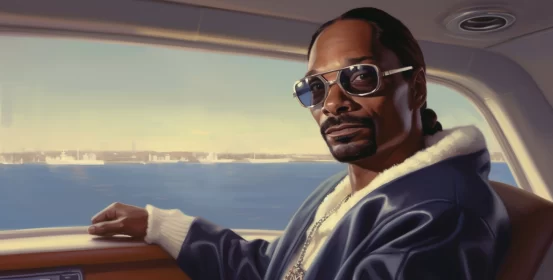 Sailing through Style: Snoop Dogg's Car in the Artistic Seascape of a Marine Painter AI Image