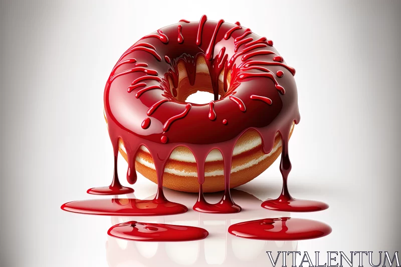 Irresistibly Delicious: Indulge in a Shiny Red Glazed Donut with Tempting Drips AI Image