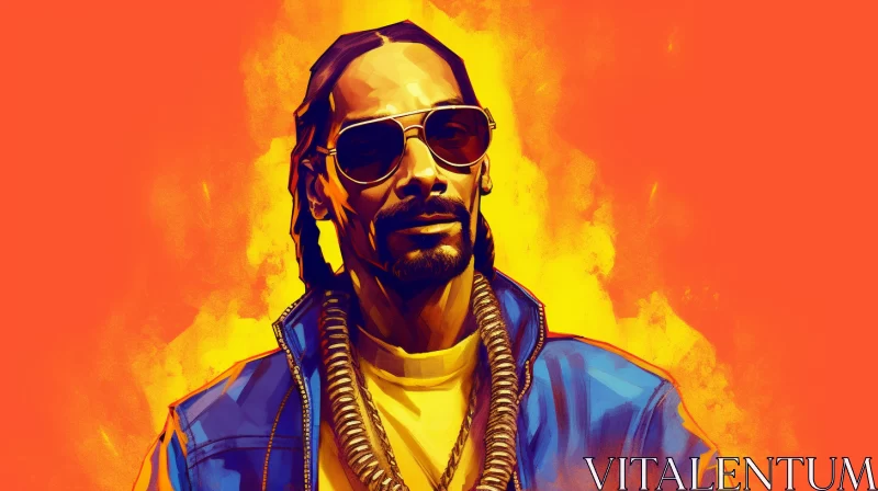 Snoop Dogg's Swag Unleashed: Speedpainting of the Iconic Rapper in Sunglasses and Jacket against a S AI Image