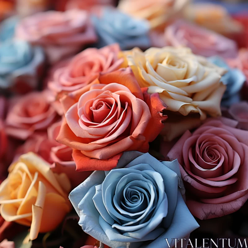 Handcrafted Beauty of a Colorful Rose Bouquet AI Image