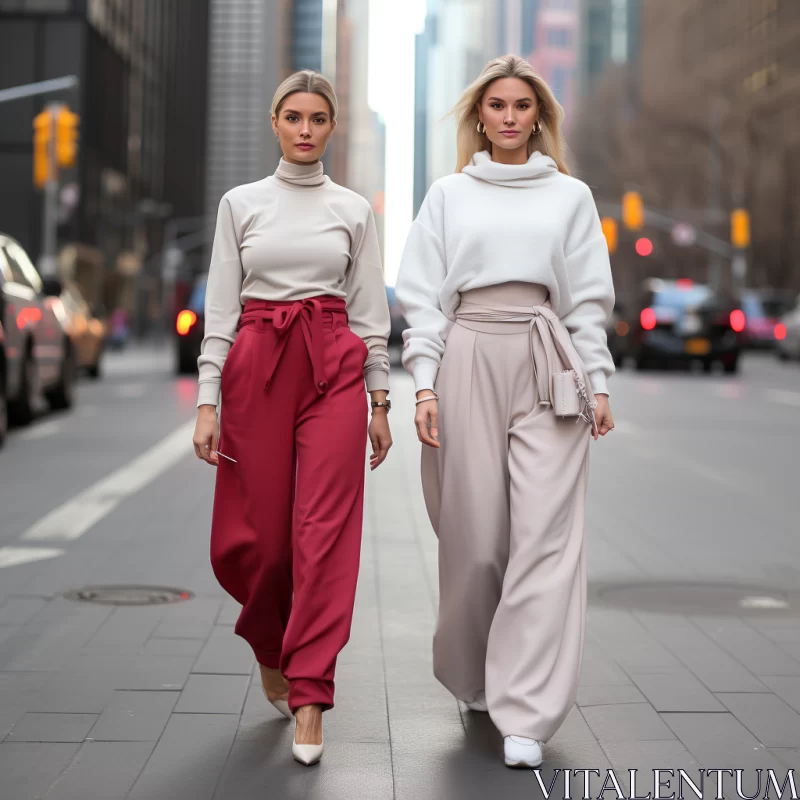 Urban Elegance: Women's Fashion in New York City AI Image