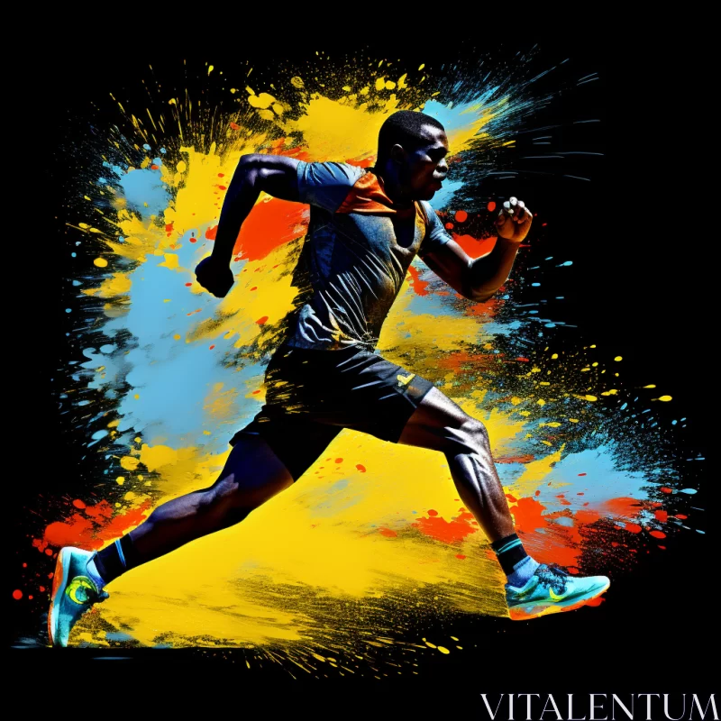 Abstract Multi-Colored Sprinting Man Artwork AI Image