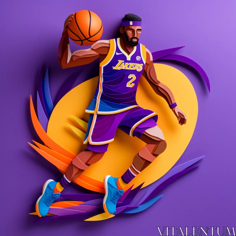 AI ART Colorful Abstract Paper Sculpture Styled Basketball Player Image
