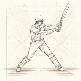 Golden Ratio Cricket Player in Vintage Rangercore Ambiance AI Image