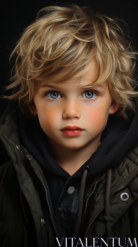 AI ART Photorealistic Digital Artwork of a Boy with Blue Eyes
