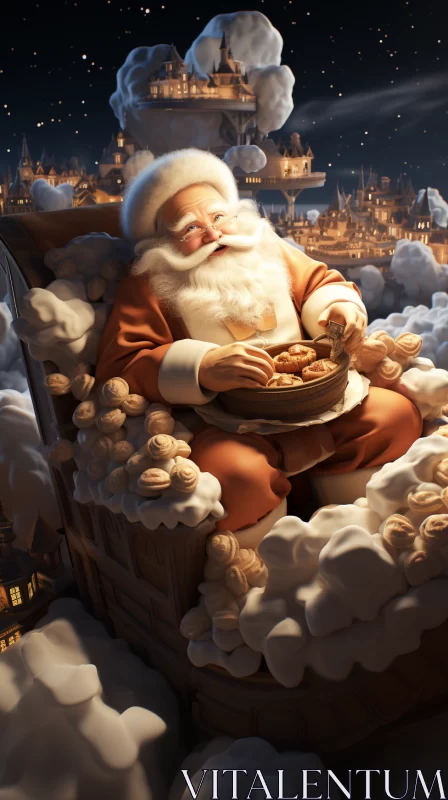 Santa Claus on Sleigh: A Golden Age Zbrush Illustration AI Image