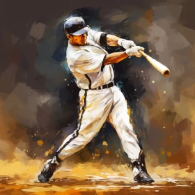Anticipation and Tension in Baseball Game Painting AI Image