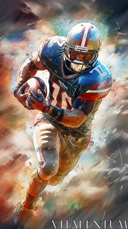 American Football Player in Action Painting AI Image