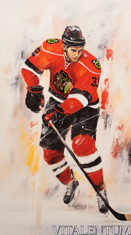 AI ART Dynamic Contemporary Ice Hockey Painting, Energy and Emotion on Canvas