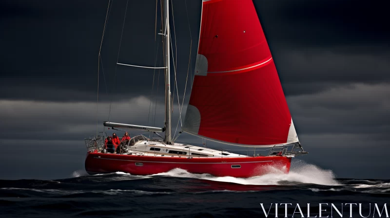 8K Action-Packed Scene of Sailboat Battling Turbulent Oceans AI Image
