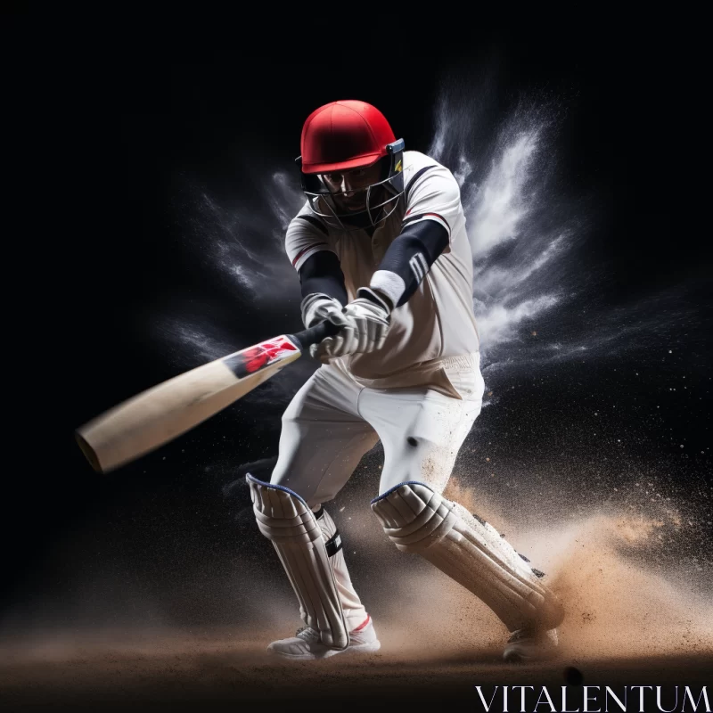 Dynamic Cricket Player Action Shot with Engineering Theme AI Image
