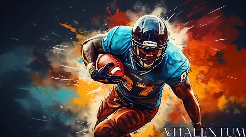 Intense American Football Game in Bold Colors AI Image