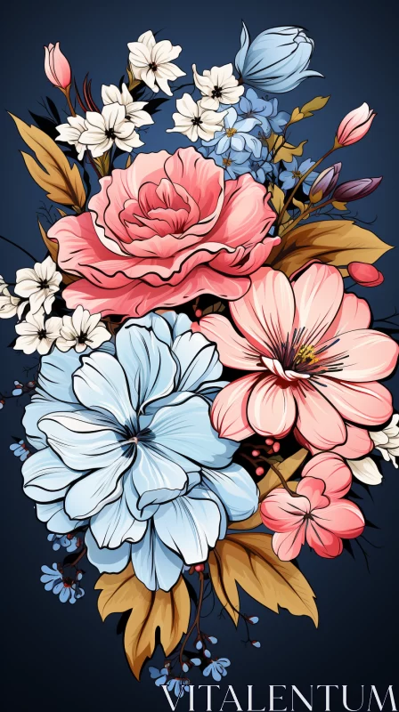 Colorful Realism: Floral Design in Light and Dark AI Image