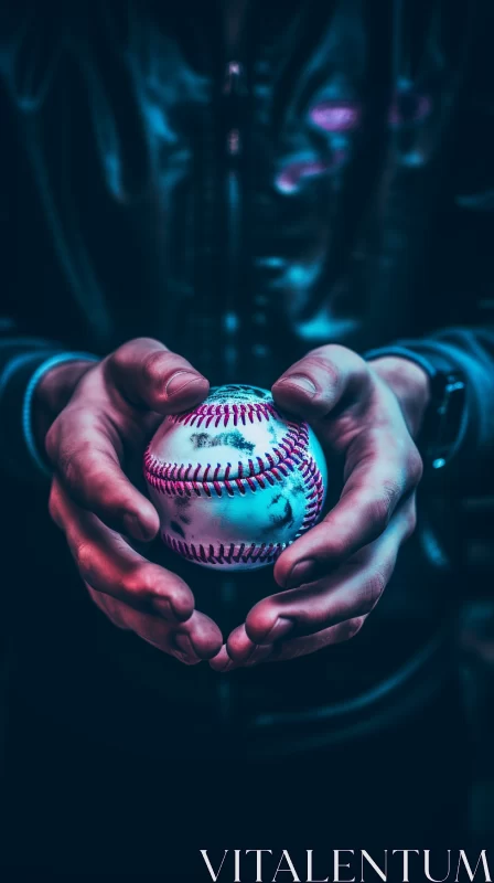 Monochromatic Fusion in Energetic Baseball Throw Scene AI Image