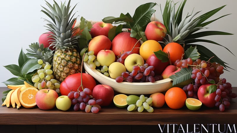 AI ART Artistic Fruit Arrangement in Exotic Tabletop Display
