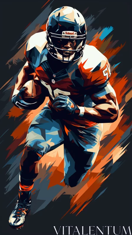 AI ART Captivating Pop Art Painting of Determined Football Player