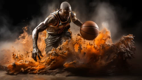 Dynamic Basketball Player Artwork with Abstract Effects AI Image