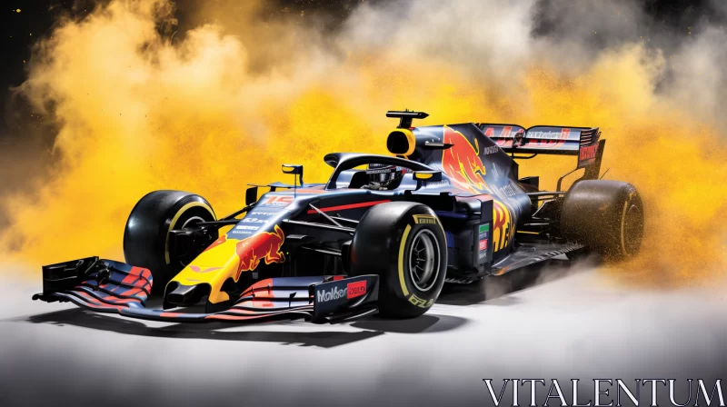 Dynamic Red Bull Racing Car in Action with Pop Art Aesthetic  - AI Generated Images AI Image