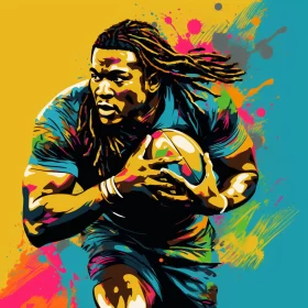 High-Resolution Rugby Image with Modern Art-Style & Vibrant Colors AI Image