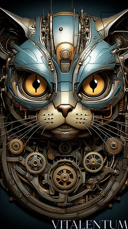 Steampunk Cat Portrait Amid Intricate Gears AI Image