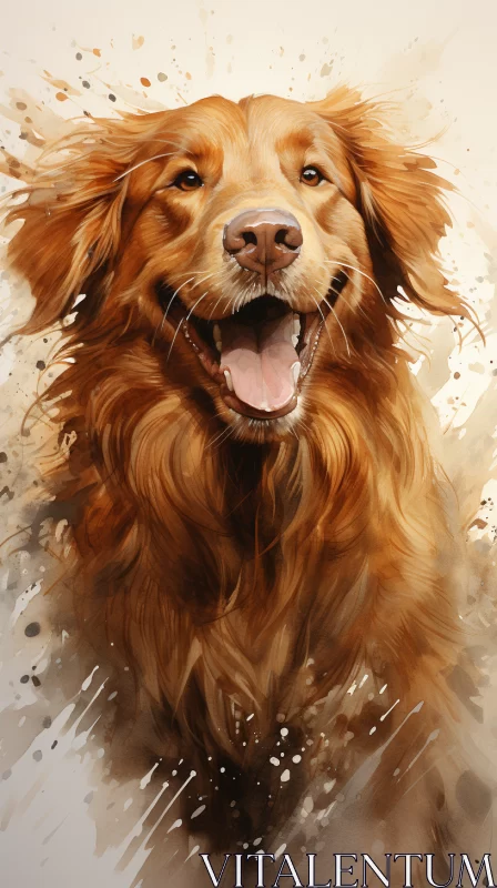 Sprinting Golden Retriever in Traditional Oil Painting Style AI Image