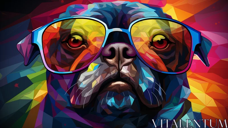 Cubist-Inspired Bulldog in Sunglasses: A Neo-Expressionist Portrayal AI Image