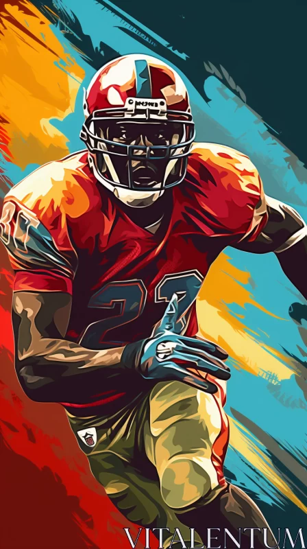 NFL Player in Pop-Art Style with Bold Colors and Heavy Brushwork AI Image
