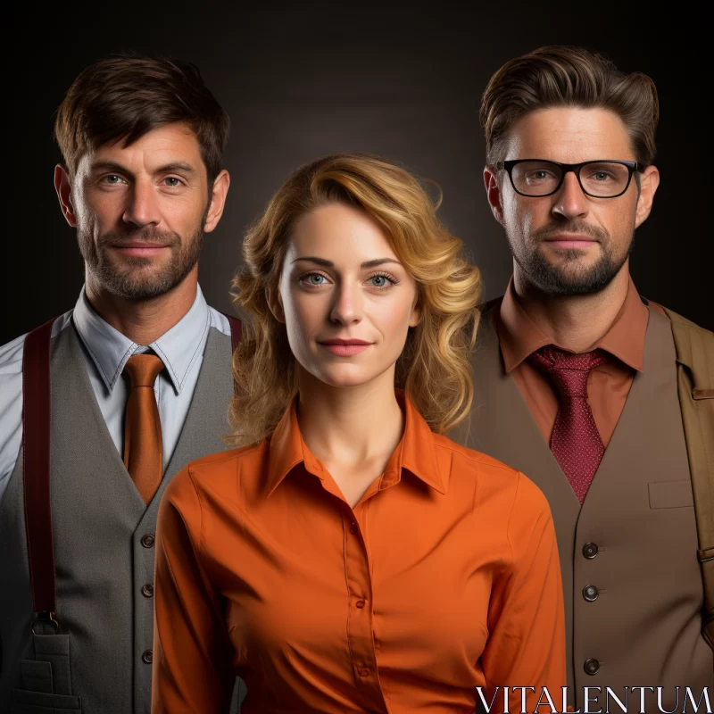 Amber Hued Business Portraiture in Dark Orange AI Image