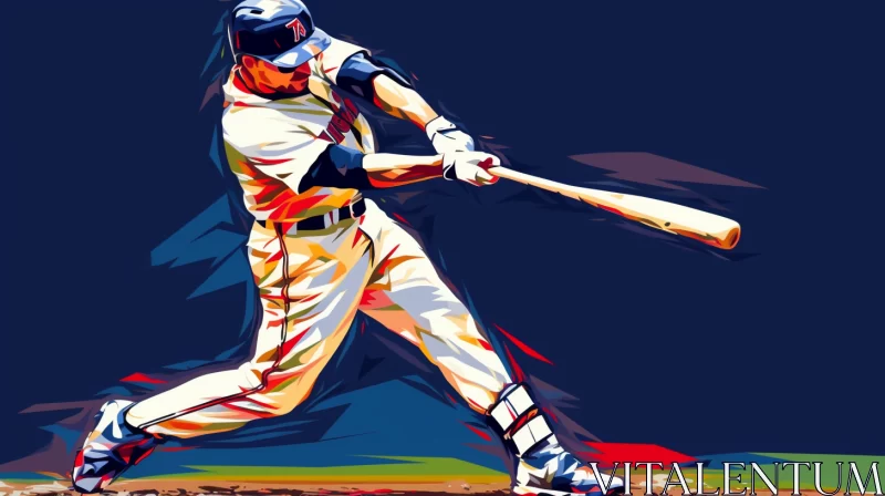 Bold Pop Art Baseball Player in Action AI Image