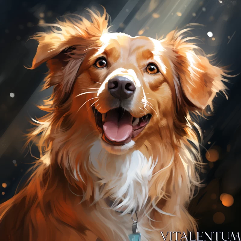 Expressive Digital Painting of Lively Dog with Harmonious Color Blend AI Image