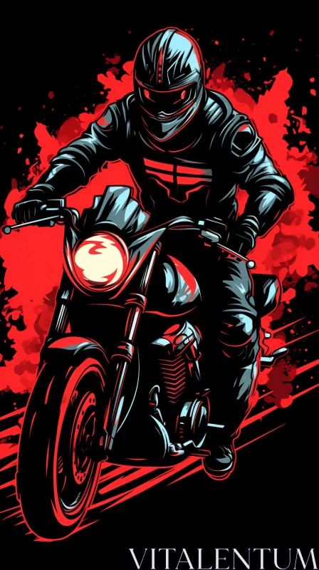 Neo-Pop Motorcycle Rider Art with Dystopian Retro Feel AI Image