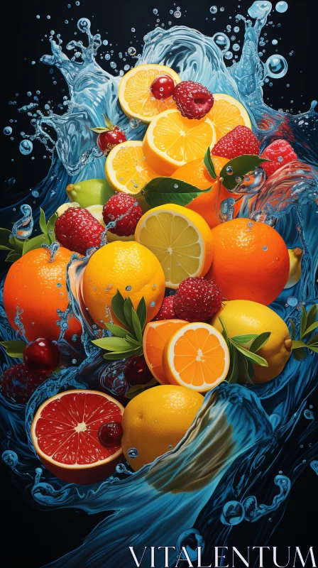 Luminous Sfumato and Bombacore Inspired Fruit Splash Painting AI Image