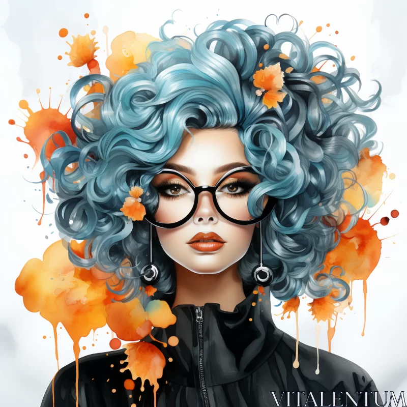 Surrealistic Poodlepunk Art of Painted Woman in Glasses AI Image