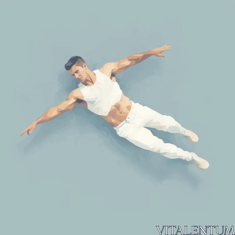 Hyper-Realistic Ballet Dancer Mid-Air Pose Against Sky-Blue Backdrop AI Image