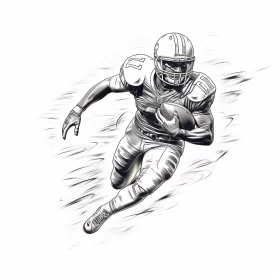 Monochrome American Football Player Image with Surrealistic & Seapunk Influences AI Image