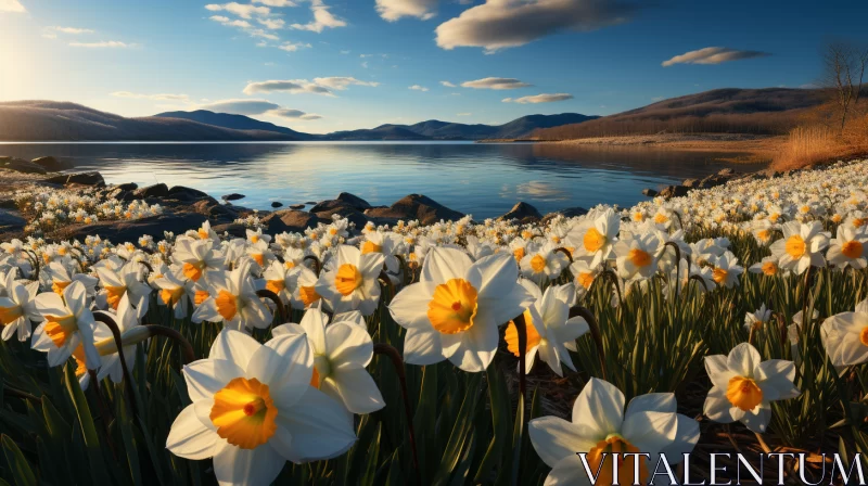 Scottish Landscapes: Bright Flowers and Sparkling Water AI Image