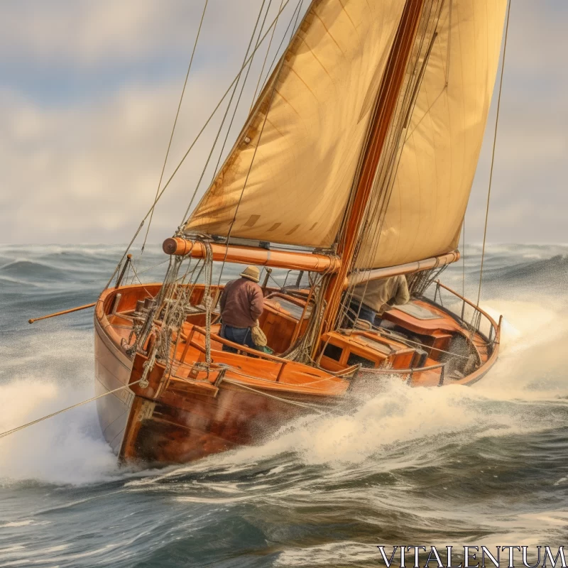 Vintage Danish Sailboat in Dutch Seascape - Portrait-Style Hyper-Realistic Photography AI Image