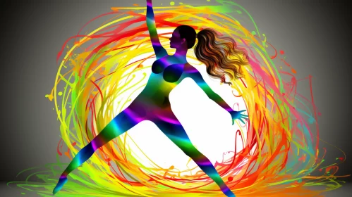 Energetic Dancer in Vivid Color Splash Style AI Image